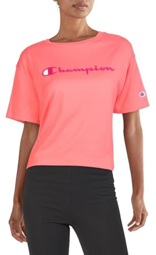Champion Maglietta da Donna The Cropped con Scritta, Pinky Peach-550757, XXL