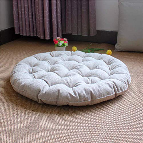 Grande Cuscino Quadrato da Meditazione per Yoga - Spesso Imbottito in Lino, da Pavimento, Morbido e Rotondo per Bambini, Animali Domestici