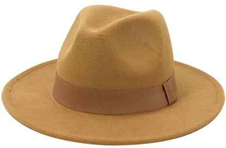 Perfeclan Sombrero Fedora de Moda para Hombre, Cinturón Transpirable, Ala, Fieltro, Invierno, Beige