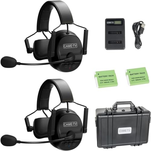 cametv 2er-Pack Kuminik8 1.9GHz drahtloses Intercom-Headset, Vollduplex-Intercom-Kommunikationssystem, 450m Lange Entfernung mit Rauschunterdrückung & Null Latenz für Kirche Film Produktion Drohne