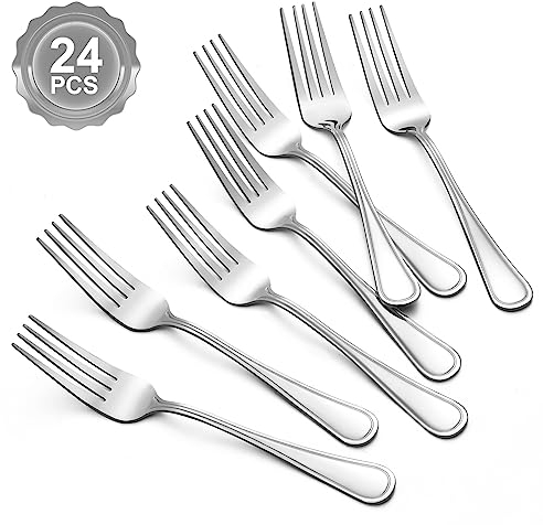 BEWOS Gabeln24 Stück, 7,9”(20cm) Gabeln Set, Edelstah Gabel, Tafelgabeln, Besteck Gabeln, Kuchengabeln Spiegelpoliert, Dessertgabeln Spülmaschinenfest, Tafelgabeln Geeignet für Haus, Restaurant, Hotel