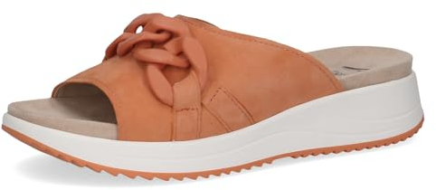 CAPRICE Damen Pantoletten aus Leder Bequem, Orange (Orange Suede), 39 EU