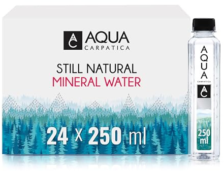 AQUA Carpatica 250ml x 24 Pure Natural Still Mineral Water - 24-Pack Bottled Water, Virtually Nitrate Free, Low Sodium, Naturally Alkaline, Natural Electrolytes, Premium Multipack 100% Recyclable