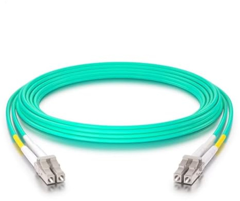 Fiber Patch Cable - LC to LC OM3 10Gb/Gigabit Multi-Mode Jumper Duplex 50/125μm LSZH Fiber Optic Cord for SFP Transceiver, Aque, 0.2-Meter(0.7-ft)