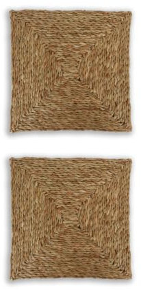 Handmade Reed Extra Large Square Table Mats Set, Rush Dining Table Decor Placemats Pack, Gust Hotel Coffee Table Decor Large Coasters (2)