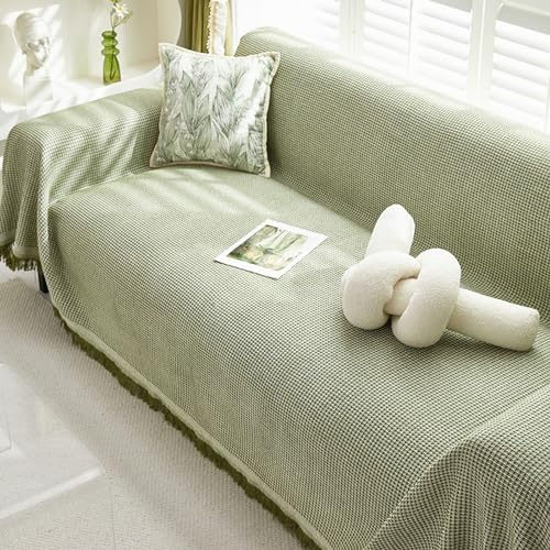FANSU Telo Copridivano 1 2 3 4 Posti, Copriletto Matrimoniale Multiuso Copritutto, Elegante Coperta Copridivano Antiscivolo Reversibile Coperta Decorativa per Divano (Verde,180 * 180cm)