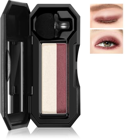 Boobeen 2 Couleur Ombre à paupières, Palette d'ombre à paupières pailletée bicolore portable Ombre à paupières poudre hautement pigmentée Waterproof Long Lasting Eye Makeup (en anglais)