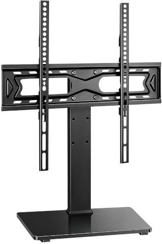 FURWOO Universal-TV-Ständer für Tisch, Wohnzimmer, mit Sockel aus gehärtetem Glas, max. 400 x 400 mm