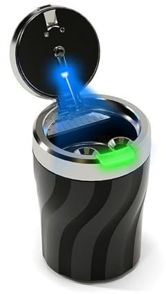 Chingde Car Ashtray, Portable Ashtray with Lid Smell Proof, Automatic LED Light, Flame Retardant, High Temperature Resistant, Sealed, Detachable, Large Capacity (1)