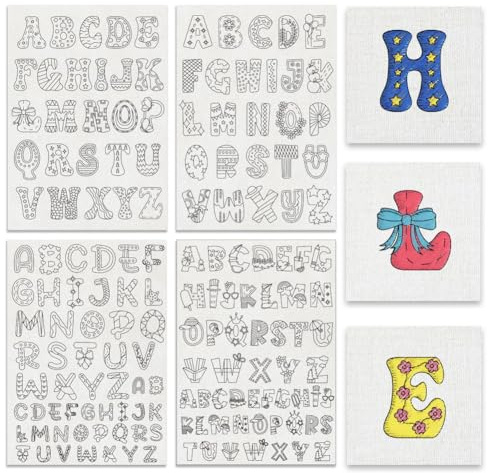 BENECREAT 156 Pieza de Estabilizadores de Costura A Mano Solubles En Agua con Letras Divertidas, 6 Estilos de Letras A ~ Z, Patrones de Bordado Solubles En Agua Que Se Pueden Quitar para Tallar