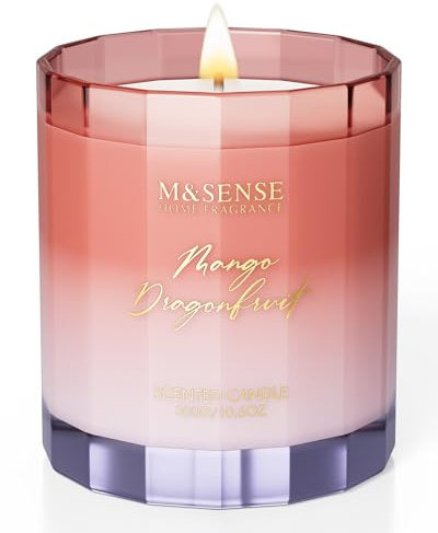 M&SENSE Duftkerze im Glas| Duftkerzen Mango Drachenfrucht|300g 60 Stunden Brenndauer|Sojawchskerze Sauber Verbrennung Geschenk für Frauen