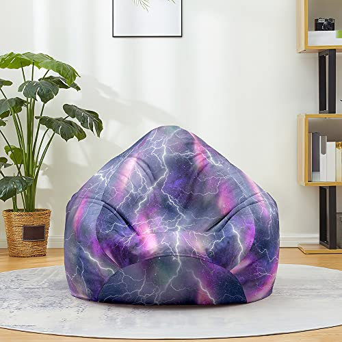 FANSU Bean Bag Cover for Adult Kids, Starry Sky Print Gaming Bean Bag Chair, Highback Beanbag Seat Without Filling Stuffed Toy Clothes Storage Lazy Sofa (Grey Purple,100x120cm)