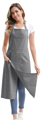Nanxson Pottery Apron Split Leg Long Artist Painting Apron with 3 Pockets & Adjustable Buckle for Ceramic Wheel DIY Art