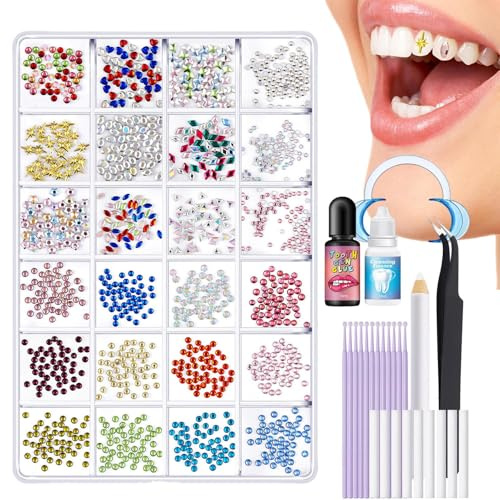 Rrlihjgu Kit de Strass Dentaires | Bijoux Dentaires Temporaires - Solution Cosmétique Réparatrice et Accessoire Tendance