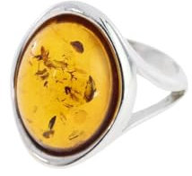 Artipol Bague fabr.européenne style français. Argent rhodié Ambre naturelle - modèle 4602-B, taille 55