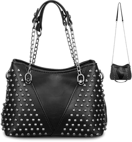 CATIEBYE Bolso Bandolera Mujer Con Cadena Y Remaches Bolso De Hombro De Pu 7.28X5.90X3.54In Para Ocio Diario Compras Y Viajes