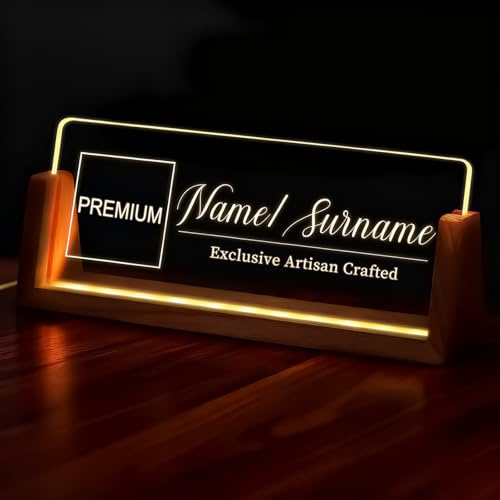 Placa de nombre iluminada personalizada para escritorio, placa de identificación de oficina personalizada, regalo ideal para jefes, compañeros de trabajo o profesores, decoración de oficina única para