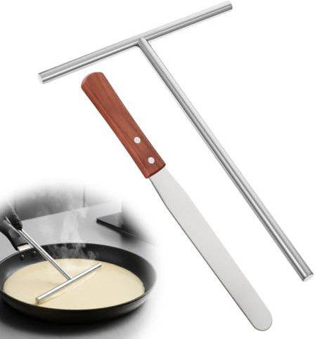 DOPENSPI Set di 2 pezzi per crepes, spatola per crepes e crepes in acciaio inox, set di accessori per crêpe e spatola