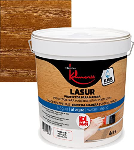 Protector para madera al agua Kolman Nature. Lasur protección madera (4 litros, nogal)