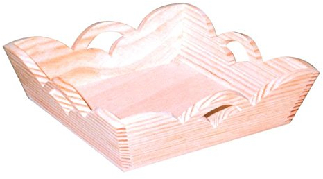 Bandeja de Madera Cuadrada con Ondas. En Crudo, para Pintar. Medidas (Ancho*Fondo*Alto): 15 * 15 * 6 cm.