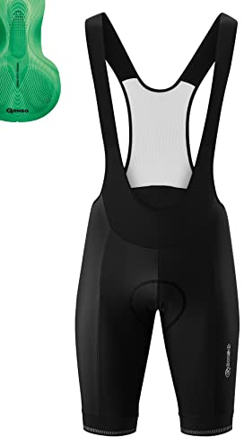 Gonso Sitivo Bib, Kurze Herren Träger-Radhose, Mit Sitivo Green Comfort Sitzpolster, Hohe Bewegungselastizität und Antirutsch-Silikon-Beingummi, Enganliegende Passform, Schwarz/Grün, Gr. XXL