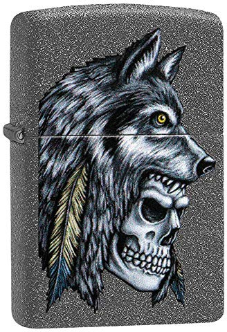 Zippo Accendino, 29863, Skull & Wold. Antivento, a Benzina, Ricaricabile