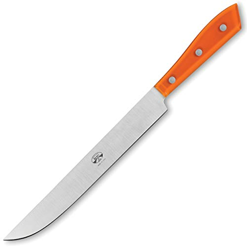 Coltellerie Berti 1895 - Coltello Macellaio Professionale Artigianale, per Affettare Salumi e Arrosto, Coltello Prosciutto, Coltello Carne da Banco (Arancio)