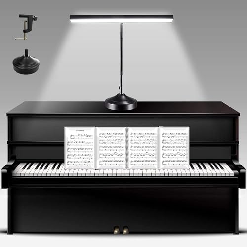 NovoLido Lampe de Piano, 2 in 1 Lampe de Bureau LED avec Base et Pince, Lampe Pupitre Musique pour Lecture, Lire, Claviers, Travail, Table, Chevet, 3 Modes de Couleur et Gradation en Continu