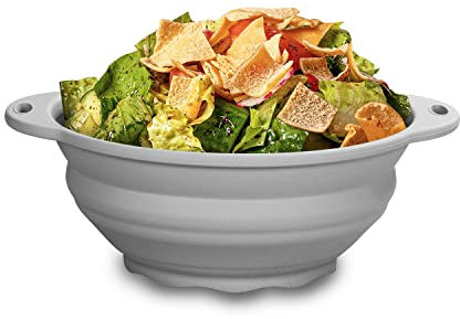 Jovilife Collapsible Silicone Salad Bowl 61oz Camping Bowl Outdoor Hiking Travel Durable Bowl for Storage and Mixing Food-Grade Silicone Food Storage Container 1 Pack (Grey)