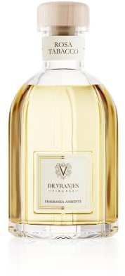 Dr. Vranjes – Rosa Tabacco 250 ml Diffuser + Double Pack of White Sticks (3 Pieces Bundle)- Luxury Home Fragrance, Main Scent: Oriental and Floral, Olfactory Pyramid: Damask Rose, Tobacco, Vanilla