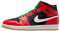 Nike Air Jordan 1 Mid SE Herrenschuhe, Schwarz, Weiß, Malachit, Feuerrot, 45 EU