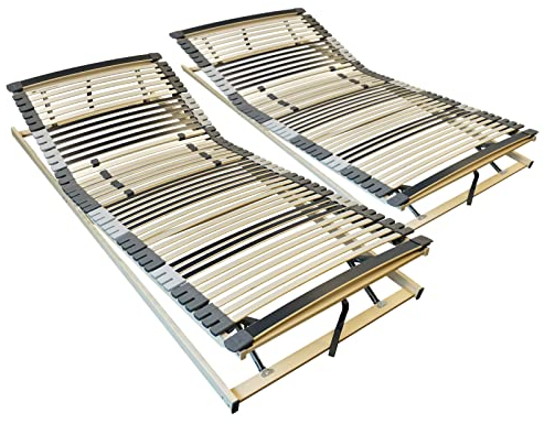 AM Qualitätsmatratzen 7 Zonen Lattenrost 80x200 2er Set verstellbar mit 44 Federleisten - Made in Germany - Verstellbarer Lattenrost 80x200 - Kopf und Fußteil - Holmabsenkung für Schulter und Becken