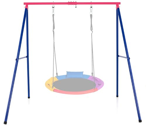 COSTWAY Gungställ som kan belastas upp till 250 kg, gungställning för bogunga barngunga, gungram för trädgård, 194 x 184 x 180 cm