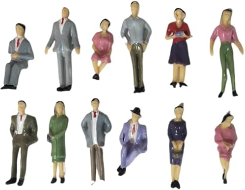 YUETTYY Bemalte Modellfigur, 50 Stück, Maßstab 1:32, sitzend, stehend, Menschen, Figuren, Zug, Menschen, Passagiere, Kunststoffmodell für Miniatur-Szenen, Mikro-Landschaft