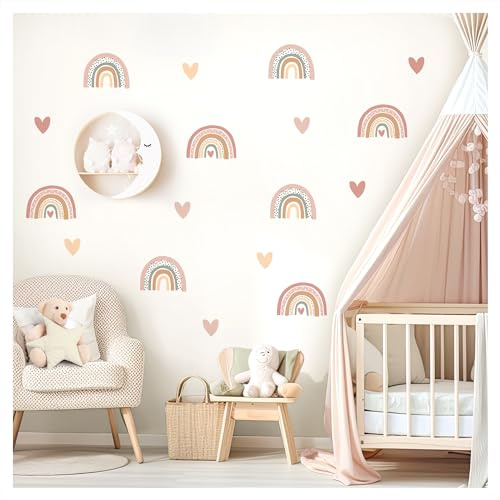 Little Deco Väggtatuering många regnbågs-set boho väggklistermärken hjärtan barnrum väggklistermärken babyrum flickor sovrum väggdekoration DL997-01