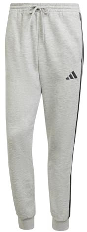 adidas Herren Essential Three Stripes Fleece Pant, medium Grey Heather/Black, XL