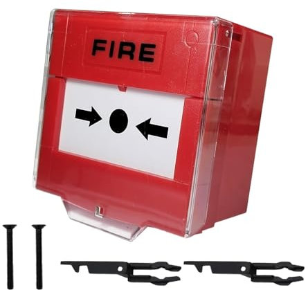 Alnicov Punto di Chiamata ripristinabile Protezione per Copertura Ascensore con Sirena d'allarme, plastica Rossa, Interruttore di Rilascio Serratura Porta Uscita di Emergenza