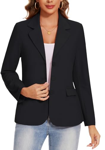 MINTLIMIT Long Sleeve Womens Blazer with Notched Lapel and Half Lined Front for Spring (Black XXL)