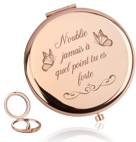 Cadeau Femme,Miroir de Poche Personnalisé de Couleur or Rose,Cadeau Anniversaire Noel,Inspirant Encouraging Cadeau,Porte Bonheur Femme,Cadeau Maman Mamie Maitresse Nounou Amie Collègue Soeur Couple