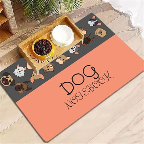 Hearda Alfombrilla Perros Comida Grande, Tapete Absorbente Comida Perro/Gatos/Mascotas Alfombra Comedero Antideslizante Secado Rápido Alfombrilla de Alimentación (Perro F,50x80cm)