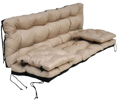 nana shop Cojín para columpio de jardín, cojín para columpio de 150 cm, cojín para columpio, cojín para balancín de Hollywood, cojín de jardín, cojín de banco (Beige)