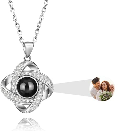 AAQ Collana con foto personalizzata - Collana con proiezione e foto all'interno, regalo donna personalizzato, ideale per Natale e anniversari (Stile-05)