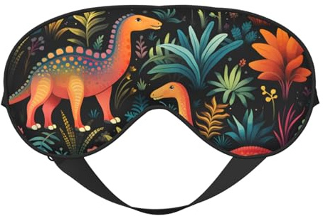 Máscara de ojos para dormir, máscara de sueño de dinosaurios de colores con correa ajustable