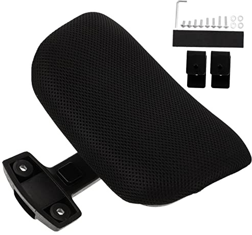TOBBOMEY Poggiatesta Regolabile per Sedia da Ufficio Girevole Cuscino Supporto Cervicale Staccabile con Clip per Poltrona Scrivania Ergonomico e Facile da Installare Nero