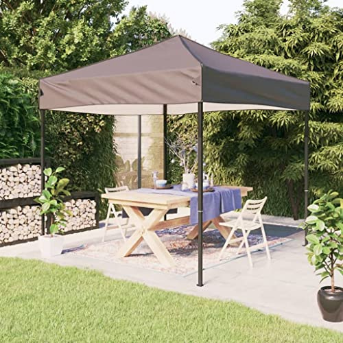 Tente de réception, pliable, taupe, 2 x 2 m, résistante aux UV et à l'eau, cadre en acier, pour jardin, terrasse, événements en plein air, fêtes de famille, barbecues