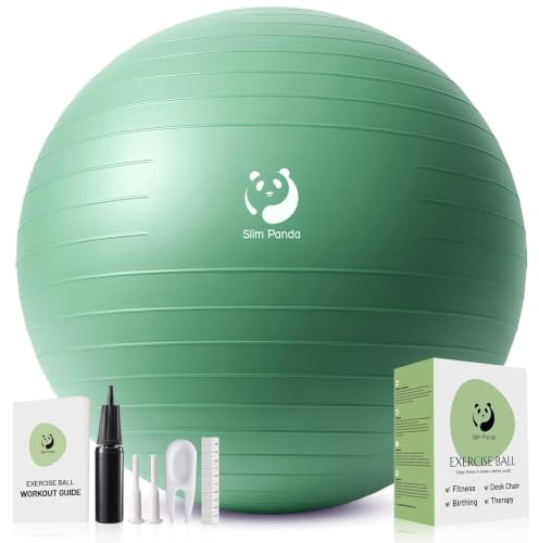 Slim panda gymnastikboll, 55–85 cm explosionssäker och halkfri sittboll med pump, mjuk yogakula träning uppblåsbar boll för seniorterapi, hem, fitness, balansträning