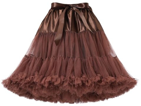 Tutu Jupe en tulle pour femme - Jupon vintage années 50 - Ballet - Jupe de danse - Robe de bal courte rétro en tulle - Costume de carnaval, café, taille unique