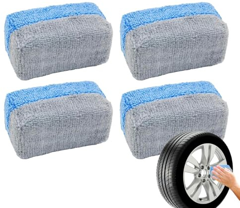 Aplicador de microfibra, 4 piezas, herramientas para detallar el coche sin limpieza – Esponja aplicadora para detalles de coche | para pulir neumáticos y limpieza interiores de vehículos
