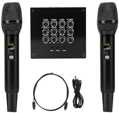 Naroote Trådlös Mikrofon Karaoke Mixer System Dubbel Handhållen Trådlös Mikrofon med en Integrerad Equalizer Ljudjusteringsfunktion för Ljudkorts Högtalarinstrument