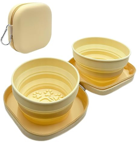 2 in 1 Ciotole Per Cani Silicone Alimentare, Ciotola Pieghevole Per Cani Secco Bagnato, Ciotola Portatile Per Cani, Ciotole Per Cani Da Viaggio, Per Animali Domestici, Escursionismo, Viaggi (D)